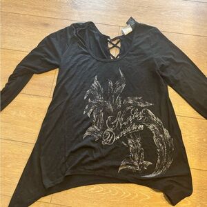 Harley-Davidson Black Long Sleeve Top with Silver Design